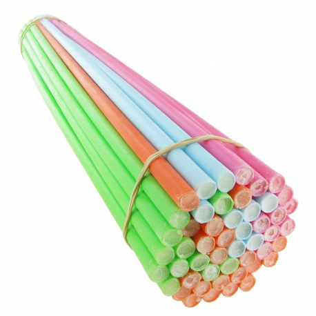 Tubes de poudre citron Rigolos 45cm - 50 pailles