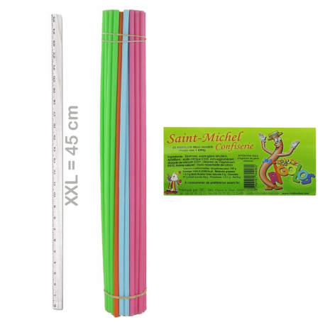 Tubes de poudre citron Rigolos 45cm - 50 pailles