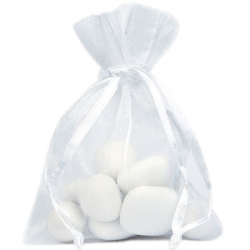 Grands sachets en organdi BLANC - 6 pièces