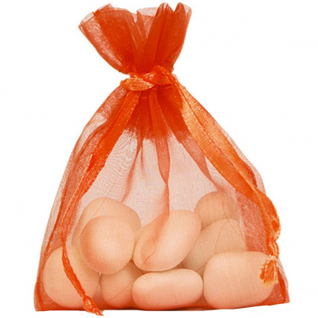 Grands sachets en organdi ORANGE - 6 pièces