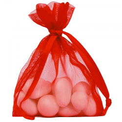 Grands sachets en organdi ROUGE - 6 pièces