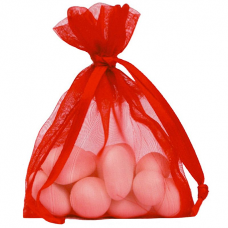 Grands sachets en organdi ROUGE - 6 pièces