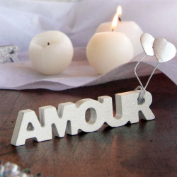 Inscription Amour BLANC pailleté - pièce