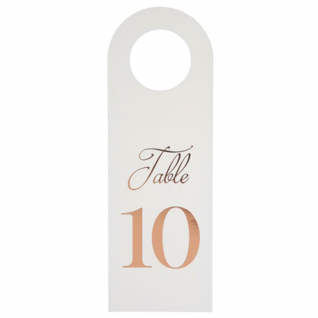 Marque-tables bouteille (n° de 1 à 10 en ROSE GOLD) - 10 pièces