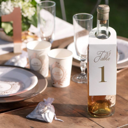 Marque-tables bouteille (n° de 1 à 10 en ROSE GOLD) - 10 pièces