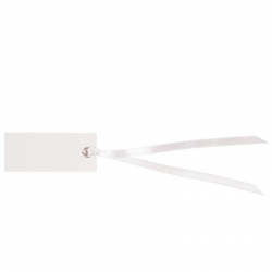 Marque-places rectangle et ruban BLANC - 12 pièces