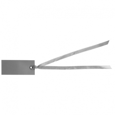 Marque-places rectangle et ruban GRIS - 12 pièces