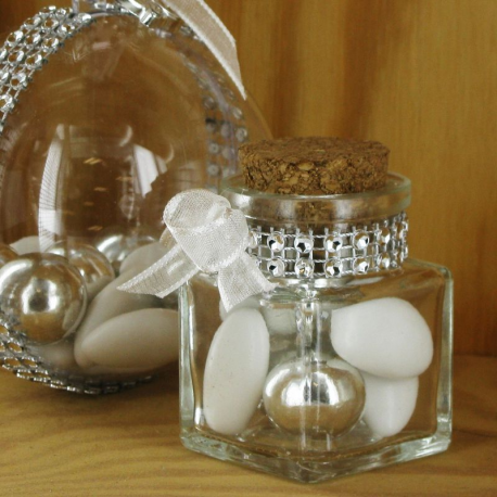 Mini pots carré avec bouchon en liège - 12 pièces