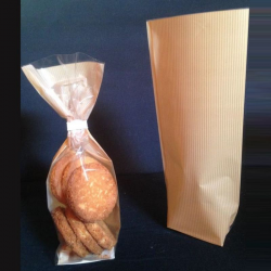 Sachets avec fond carton Kraft 120x260mm - 100 pièces