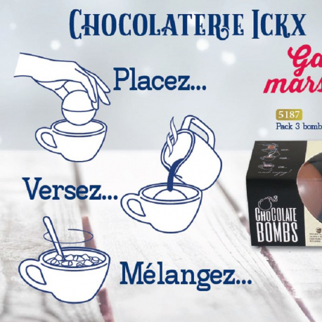 PRECOMMANDE Bombes chocolat lait garnies de guimauves 150g - Etui de 3