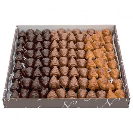 Arbres de Noël en chocolat praliné - boîte de 3kg