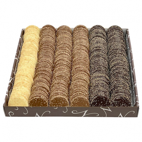 Tuiles plates fines en chocolat assortis - boîte de 3kg