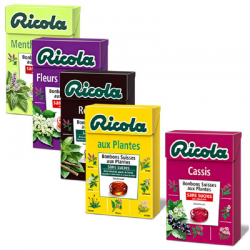 Ricola SANS SUCRES 50g - 5 étuis parfums assortis