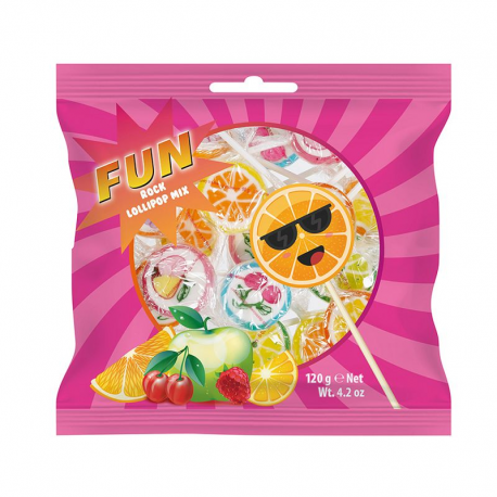 Fun sucettes rock mix - sachet de 120g