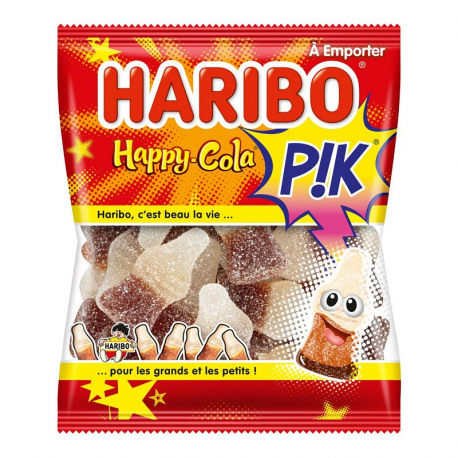 Bouteilles Happy cola Pik HARIBO 120g - 30 sachets