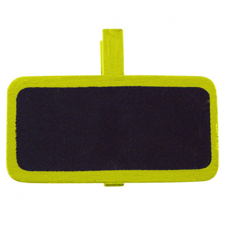 Mini ardoises Rectangulaire sur pince JAUNE - 12 pièces