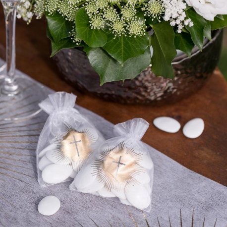 Pochons décor croix OR - 6 pièces