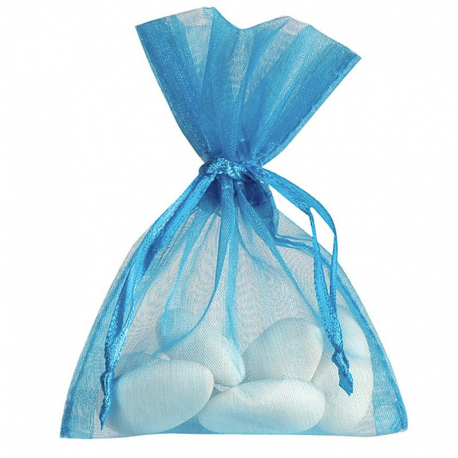 Pochons en organdi TURQUOISE - 10 pièces