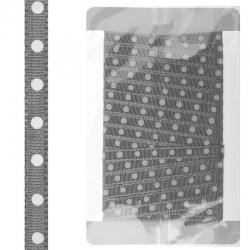 Ruban GRIS à pois BLANC - sachet de 5 mètres
