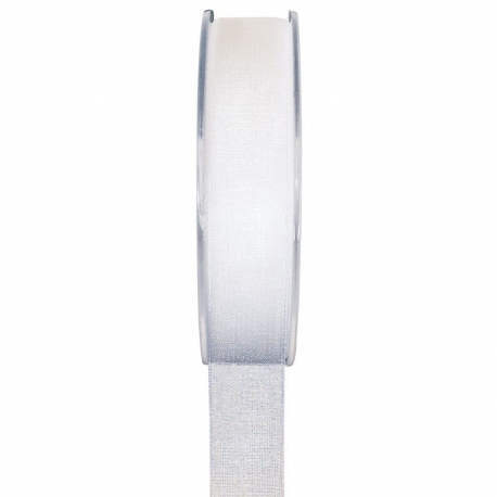 Ruban 15MM en organdi BLANC - la bobine de 20 mètres