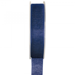 Ruban 15MM en organdi BLEU MARINE - la bobine de 20 mètres