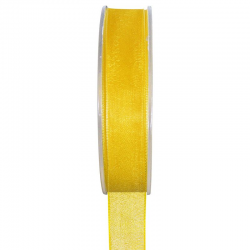 Ruban 15MM en organdi JAUNE - la bobine de 20 mètres