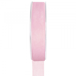 Ruban 15MM en organdi ROSE - la bobine de 20 mètres