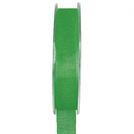 Ruban 15MM en organdi VERT PRE - la bobine de 20 mètres