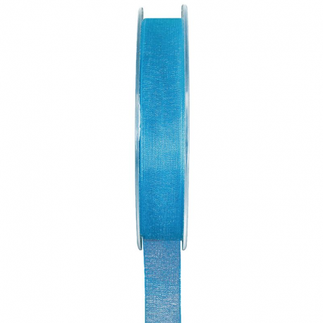 Ruban 7MM en organdi TURQUOISE - la bobine de 20 mètres