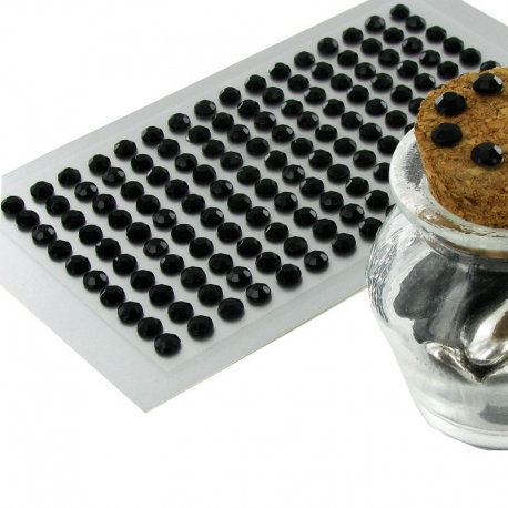 Strass autocollants NOIR - plaque de 160 strass