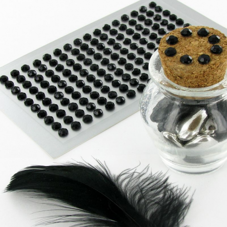 Strass autocollants NOIR - plaque de 160 strass