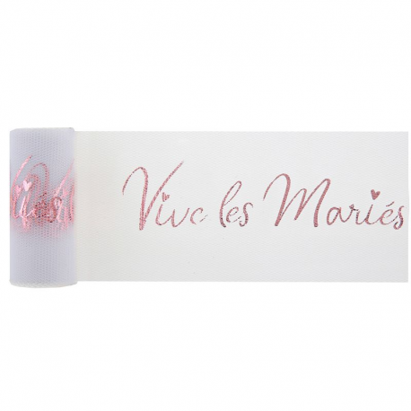 Ruban en tulle Vive les Mariés ROSE GOLD - pièce