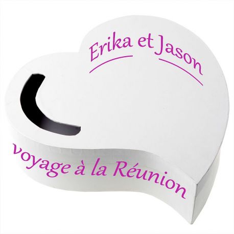 Urne / Tirelire Coeur BLANC - pièce