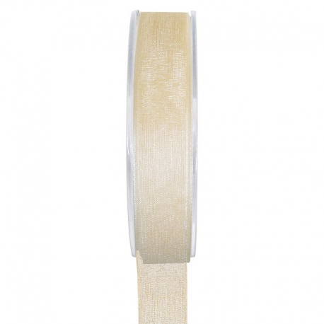 Ruban 15MM en organdi IVOIRE - la bobine de 20 mètres