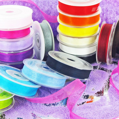 Ruban 15MM en organdi IVOIRE - la bobine de 20 mètres