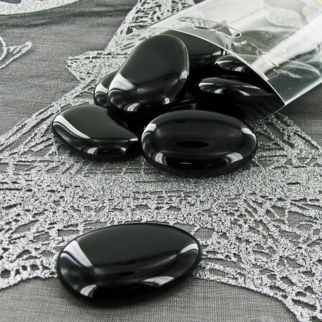 Galets en verre NOIR - 12 pièces