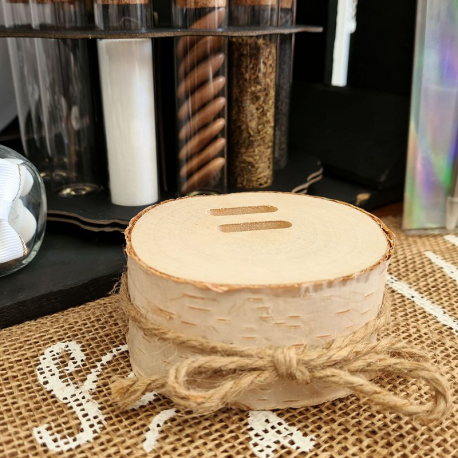 Rondin de bois Bouleau porte-alliances - pièce