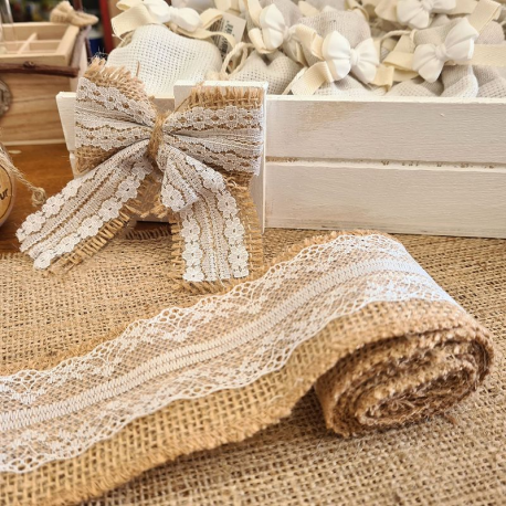 Ruban en jute et dentelle - pièce