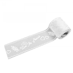 Tulle Déco floqué vive les mariés BLANC - pièce