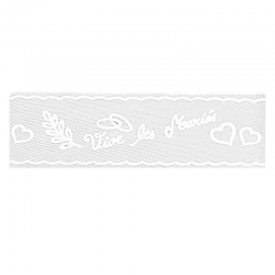 Tulle Déco floqué vive les mariés BLANC - pièce