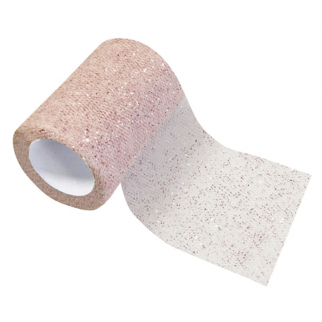 Tulle Déco 8CM ROSE GOLD pailleté - pièce