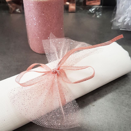 Tulle Déco 8CM ROSE GOLD pailleté - pièce
