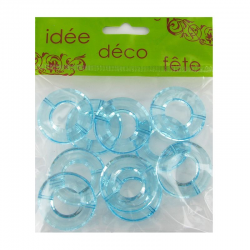 Anneaux translucides TURQUOISE (Socle pour boules/gouttes/ballons) - 10 pièces