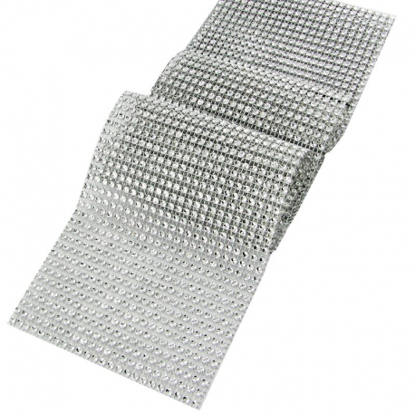 Chemin de table Strass argent - 1 mètre