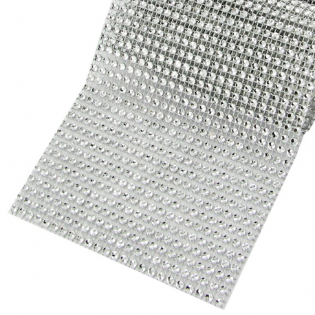 Chemin de table Strass argent - 1 mètre