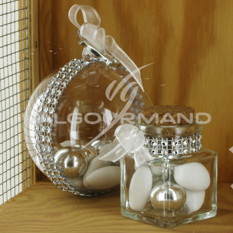 Chemin de table Strass argent - 1 mètre