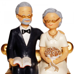 Couple de Seniors sur fauteuil doré H. 15cm - pièce