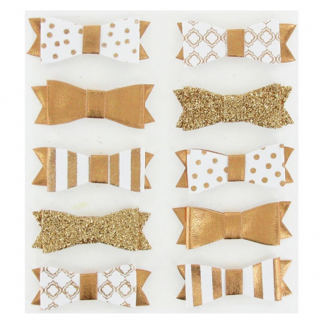 Noeuds Papillon autocollants BRONZE - 10 modèles assortis
