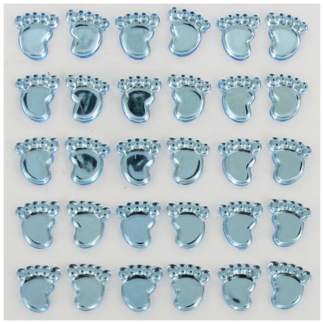 Petits pieds autocollants BLEU - plaque de 48
