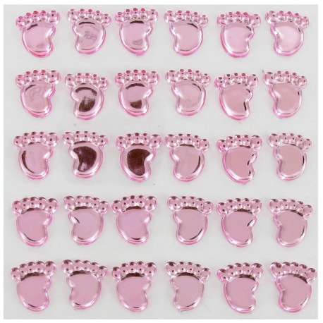 Petits pieds autocollants ROSE - plaque de 48